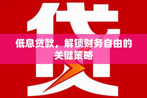 长宁低息贷款，解锁财务自由的关键策略